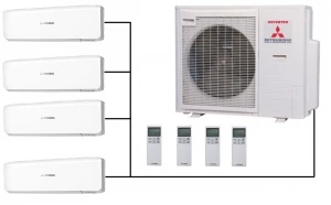 Mitsubishi SCM100ZS-W Outdoor Unit - 4 Indoor Wall Units 1 Mitsubishi SCM100ZS-W Outdoor Unit - 4 Indoor Wall Units