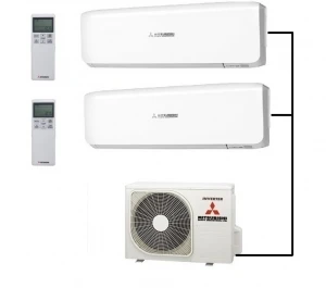Mitsubishi SCM45ZS-W Outdoor Unit - 2 Indoor Wall Units 1 Mitsubishi SCM45ZS-W Outdoor Unit - 2 Indoor Wall Units